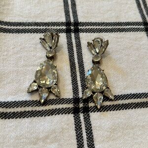 Large Faux Diamond Pendant Earrings